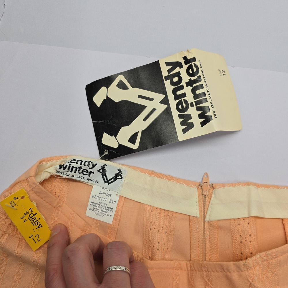 Vintage Wendy Winter Apricot Coral Textured High Waist Wide Leg Pants Size 12 - Picture 2 of 10